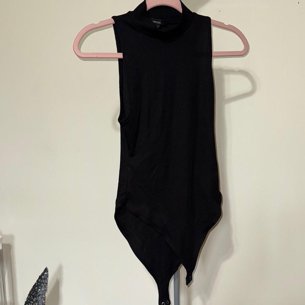 Forever 21 Black Asymmetrical Sleeveless Bodysuit